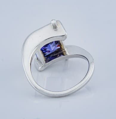 SVG 925 SILVER BYPASS WITH SIMULATED OR LAB CREATED TANZANITE - SIZE 5 1/2 - Thumbnail 6