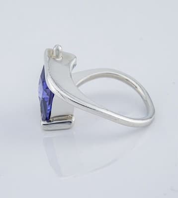 SVG 925 SILVER BYPASS WITH SIMULATED OR LAB CREATED TANZANITE - SIZE 5 1/2 - Thumbnail 4