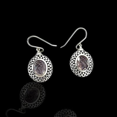 Clyde Duneier CID Sterling Silver Light Purple Amethyst Drop Dangle Earrings - Thumbnail 2