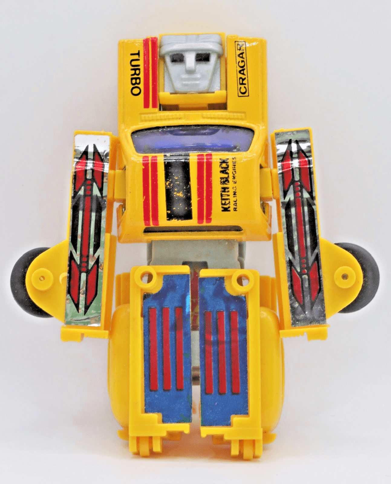 MC Toys ~ DYNABOT / MOTOBOT ~ Yellow Race Truck 4 x 4 Robot Transformer 1980s - Thumbnail 7