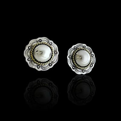 Vintage Mexico Sterling Silver & Vermeil Post Earrings - Thumbnail 2