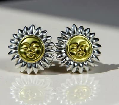 Sterling Silver And Vermeil Sun Earrings