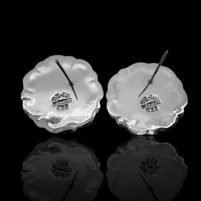 Vintage Mexico Sterling Silver & Vermeil Post Earrings - Thumbnail 4