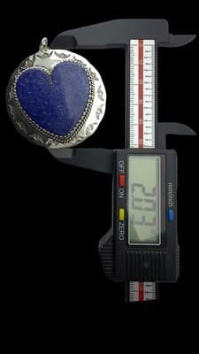 JOAN SLIFKA DESIGNS Sterling BLUE LAPIS HEART Pendant 2” Signed, Dated By Artist - Thumbnail 5