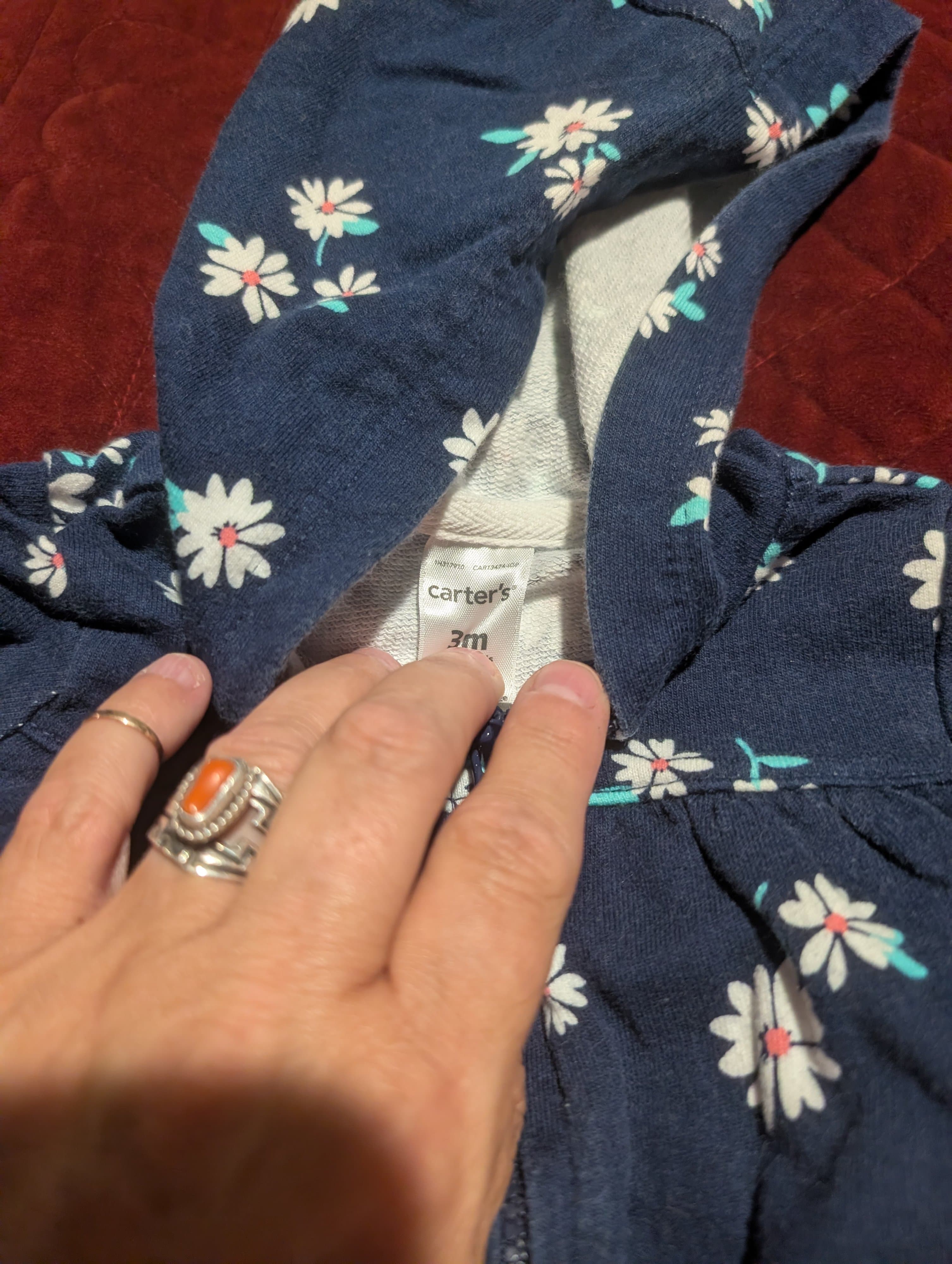 Carter's Baby Floral Hoodie Jacket 3M - Thumbnail 4