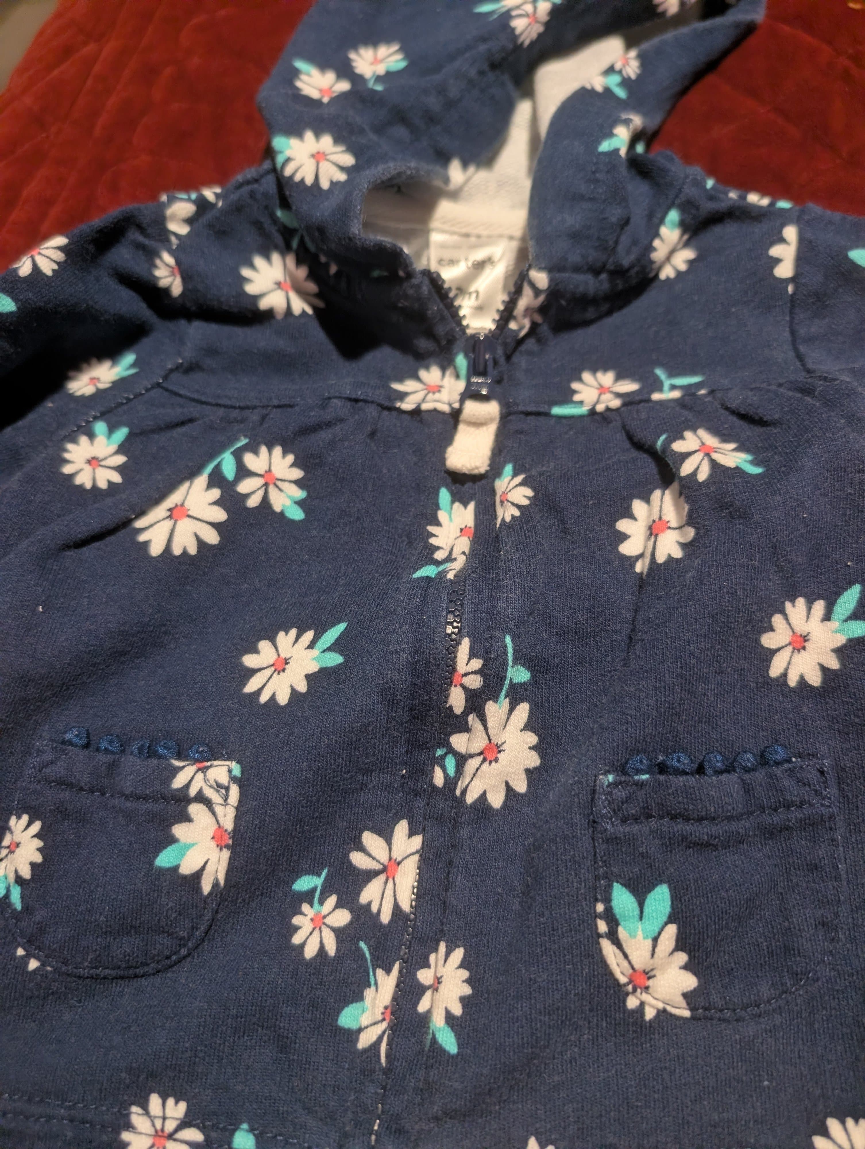 Carter's Baby Floral Hoodie Jacket 3M - Thumbnail 2