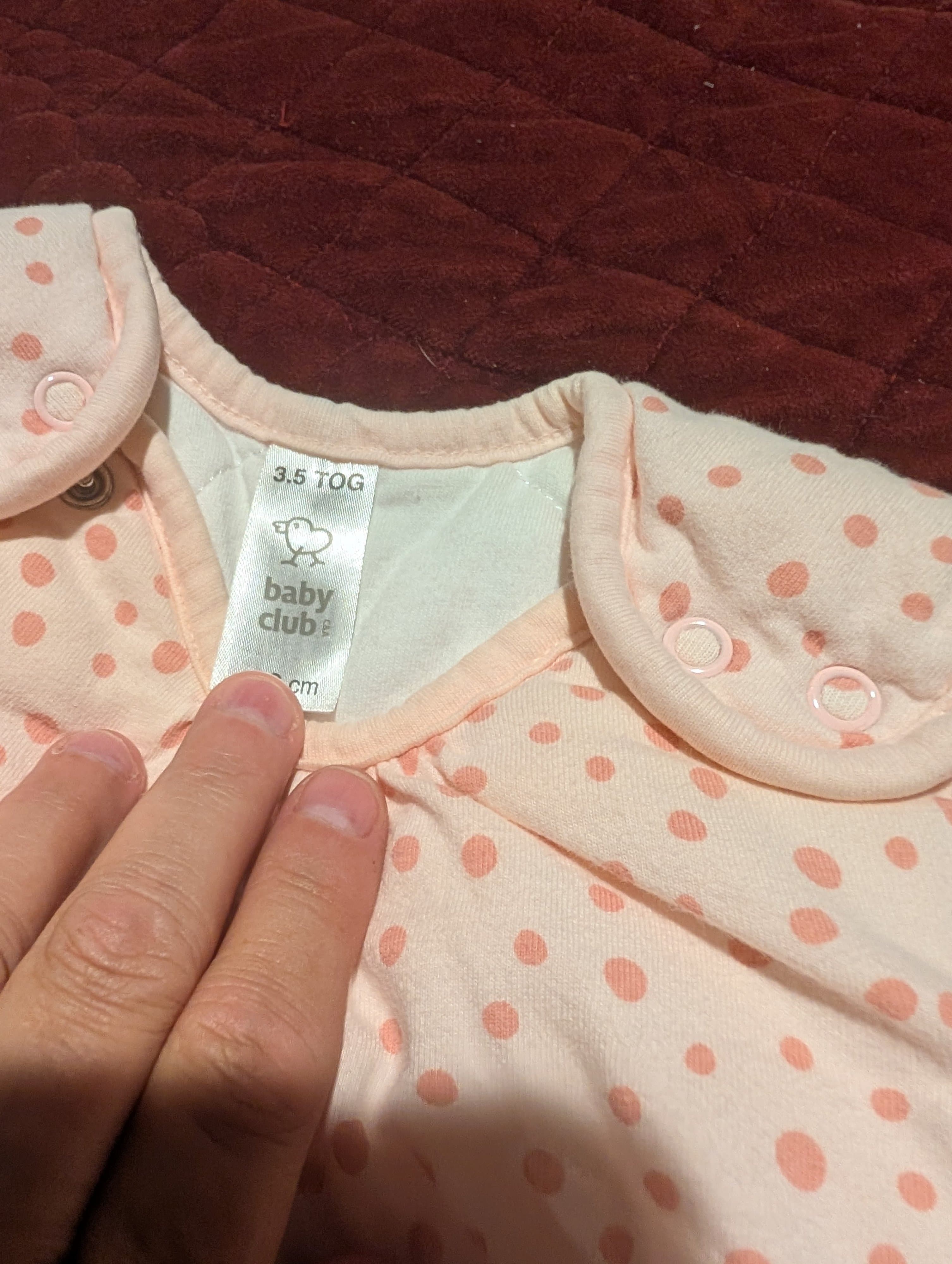 Baby Club Pink Polka Dot Sleep Sack 3.5 TOG 90cm - Thumbnail 4