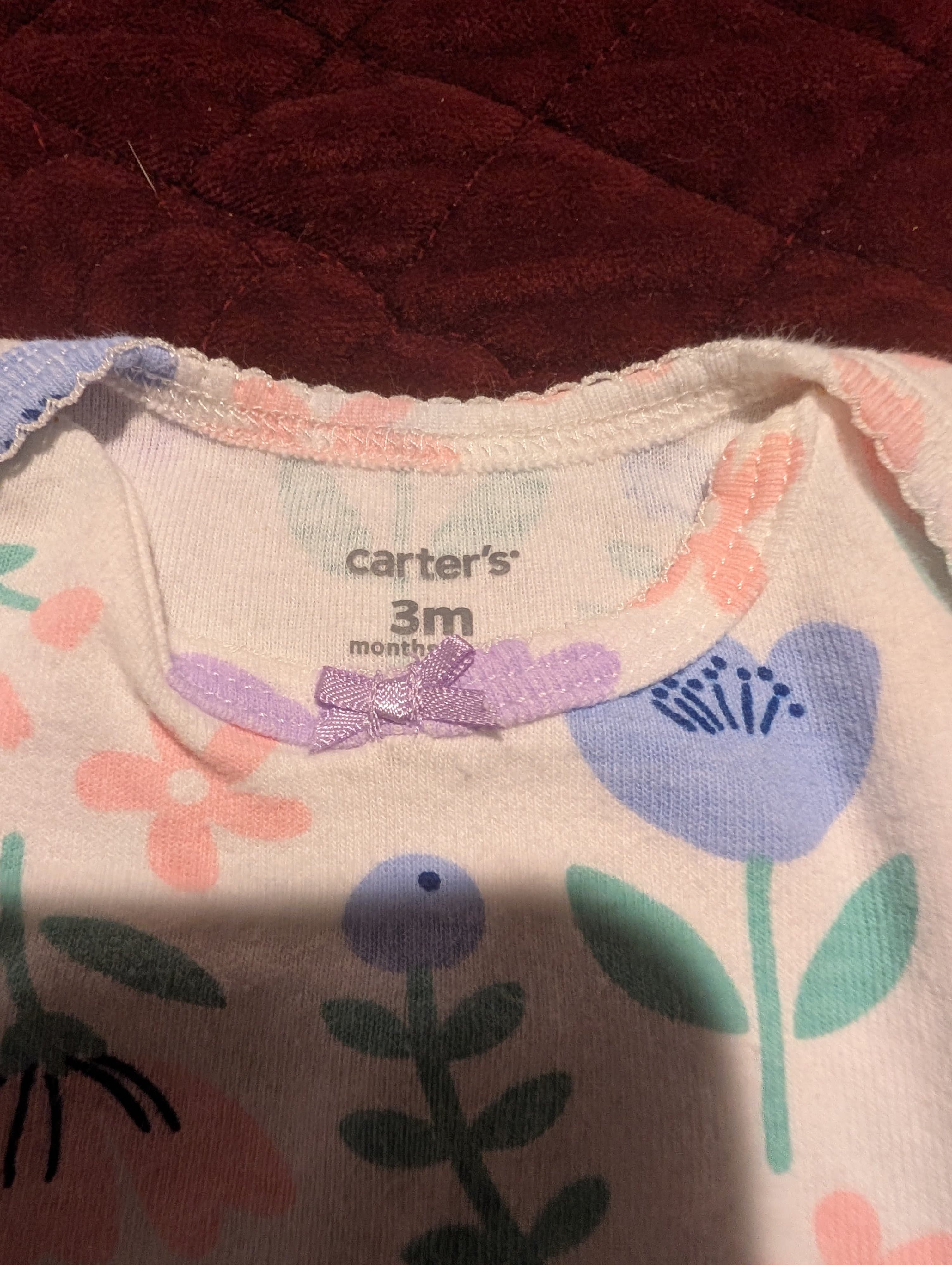 Carter's Baby Outfit Set 3M Floral Bodysuit & Denim Pants - Thumbnail 3