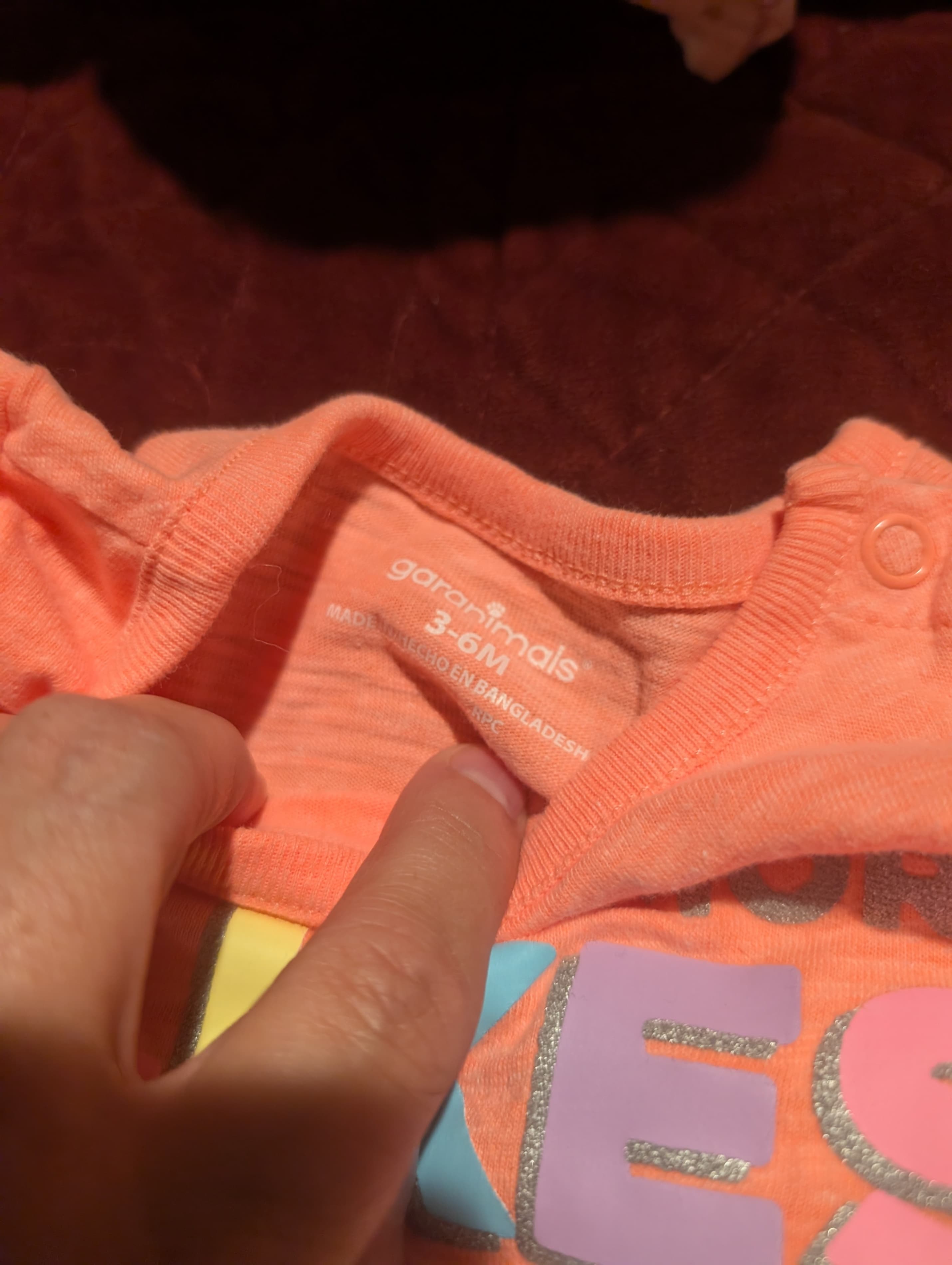 Garanimals Baby Onesie 3-6M Orange Graphic Short Sleeve - Thumbnail 2