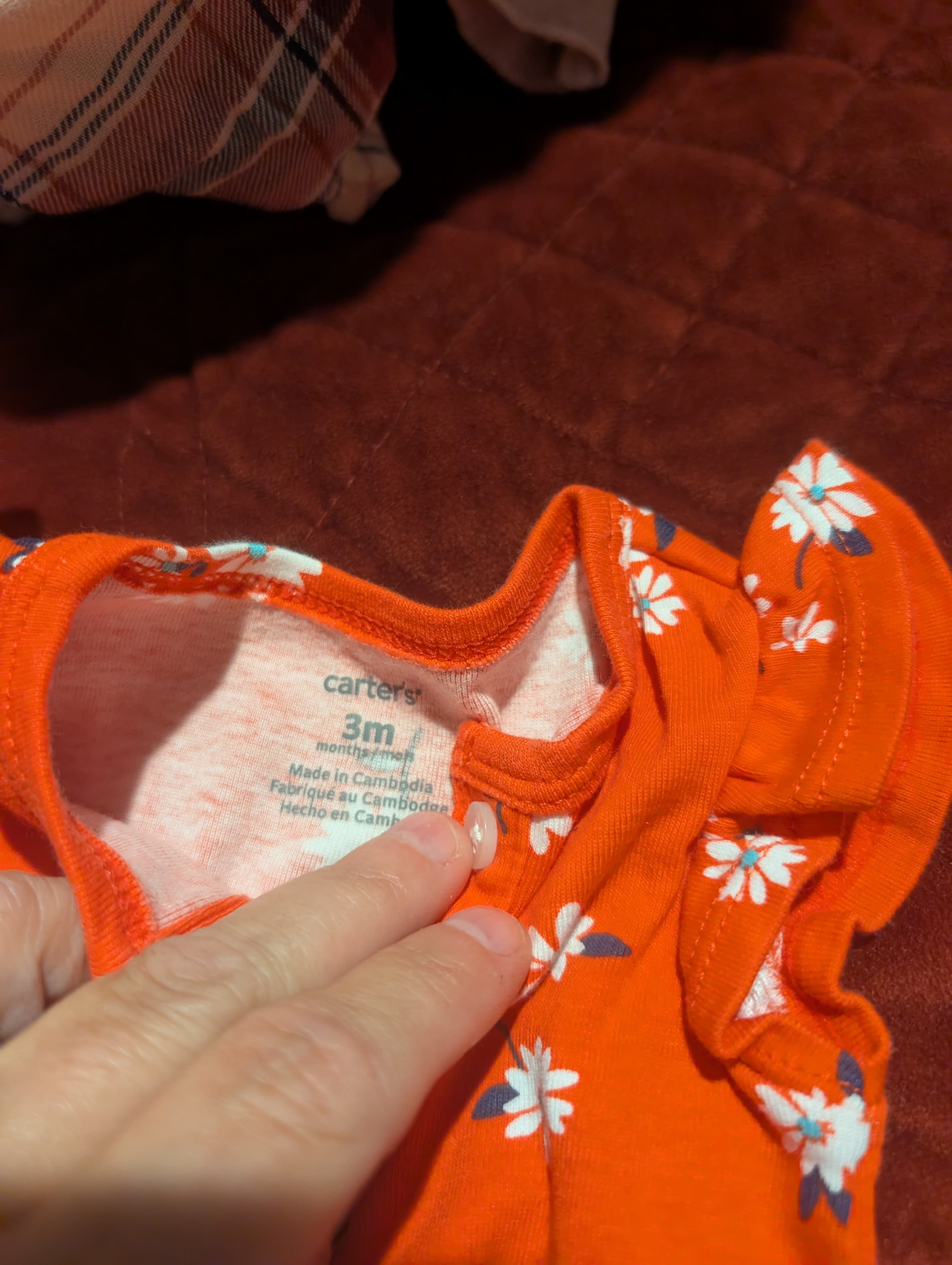Carter's Baby Bodysuit 3M Floral Print Orange - Thumbnail 3