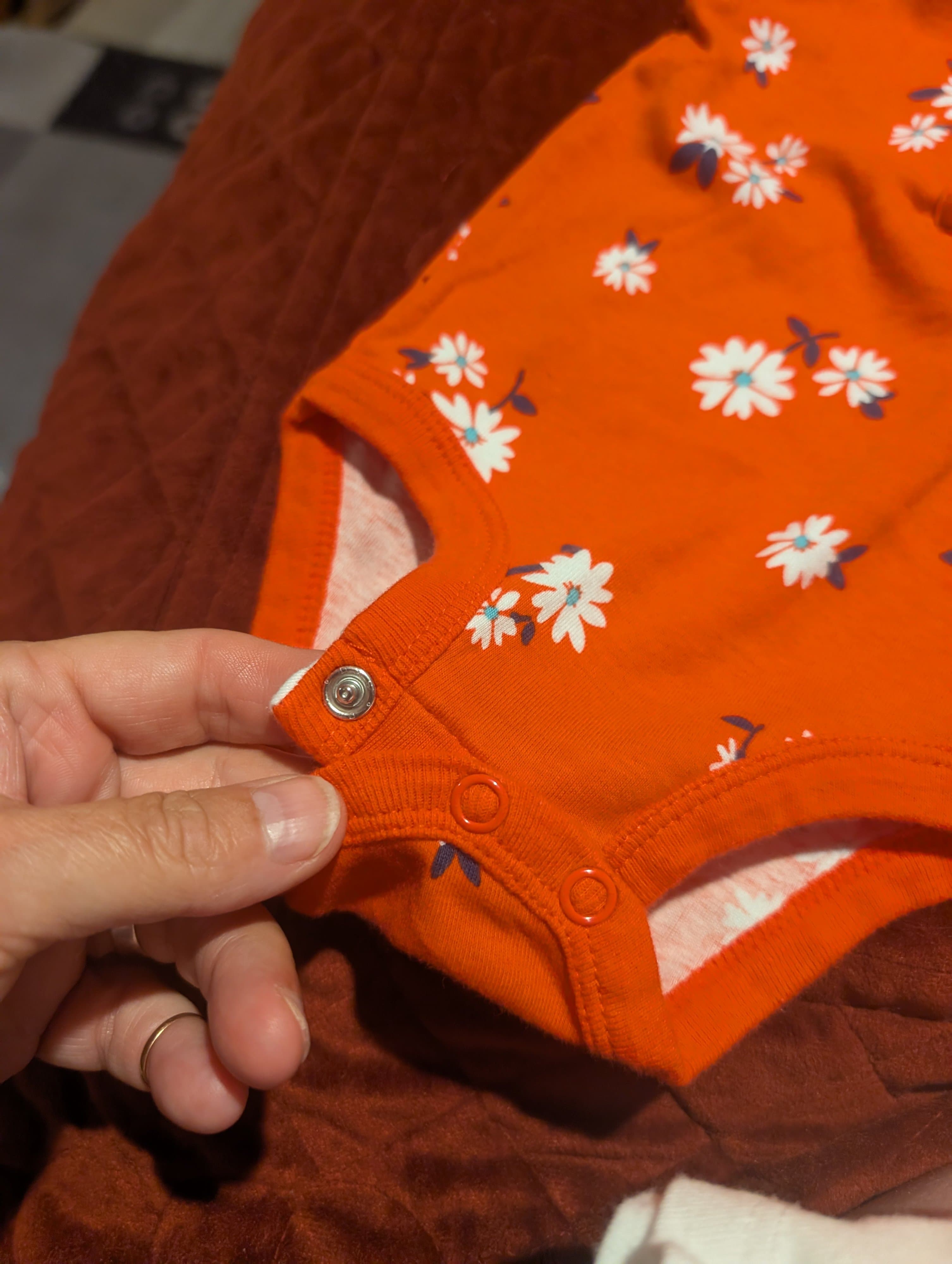 Carter's Baby Bodysuit 3M Floral Print Orange - Thumbnail 4
