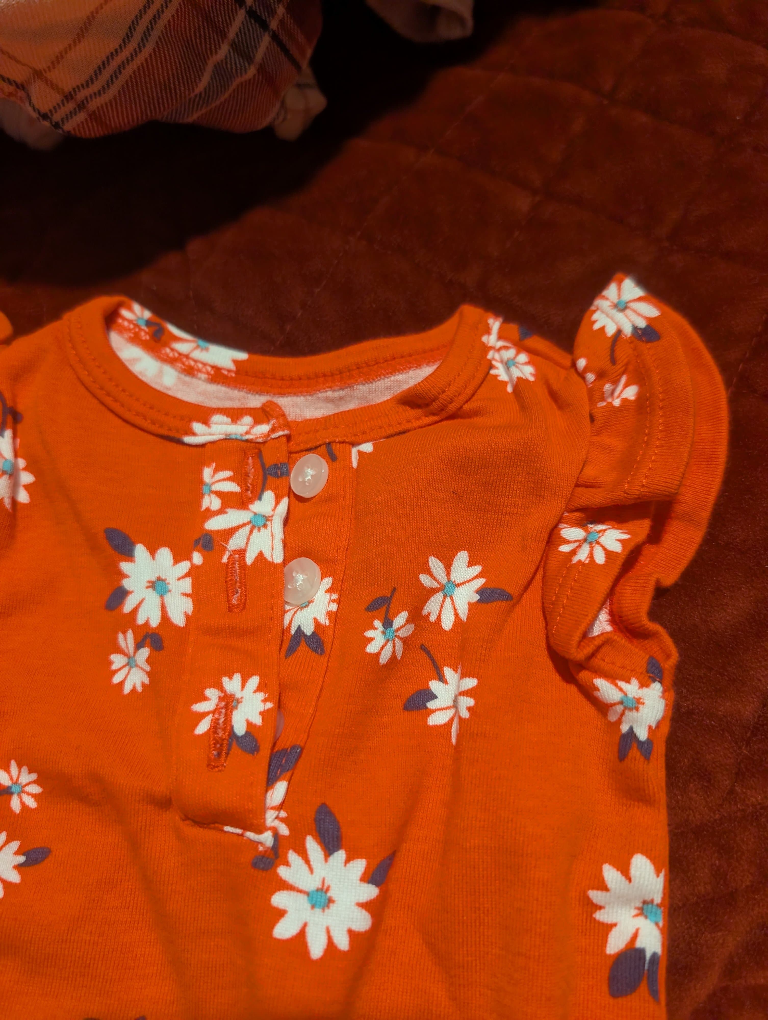 Carter's Baby Bodysuit 3M Floral Print Orange - Thumbnail 2