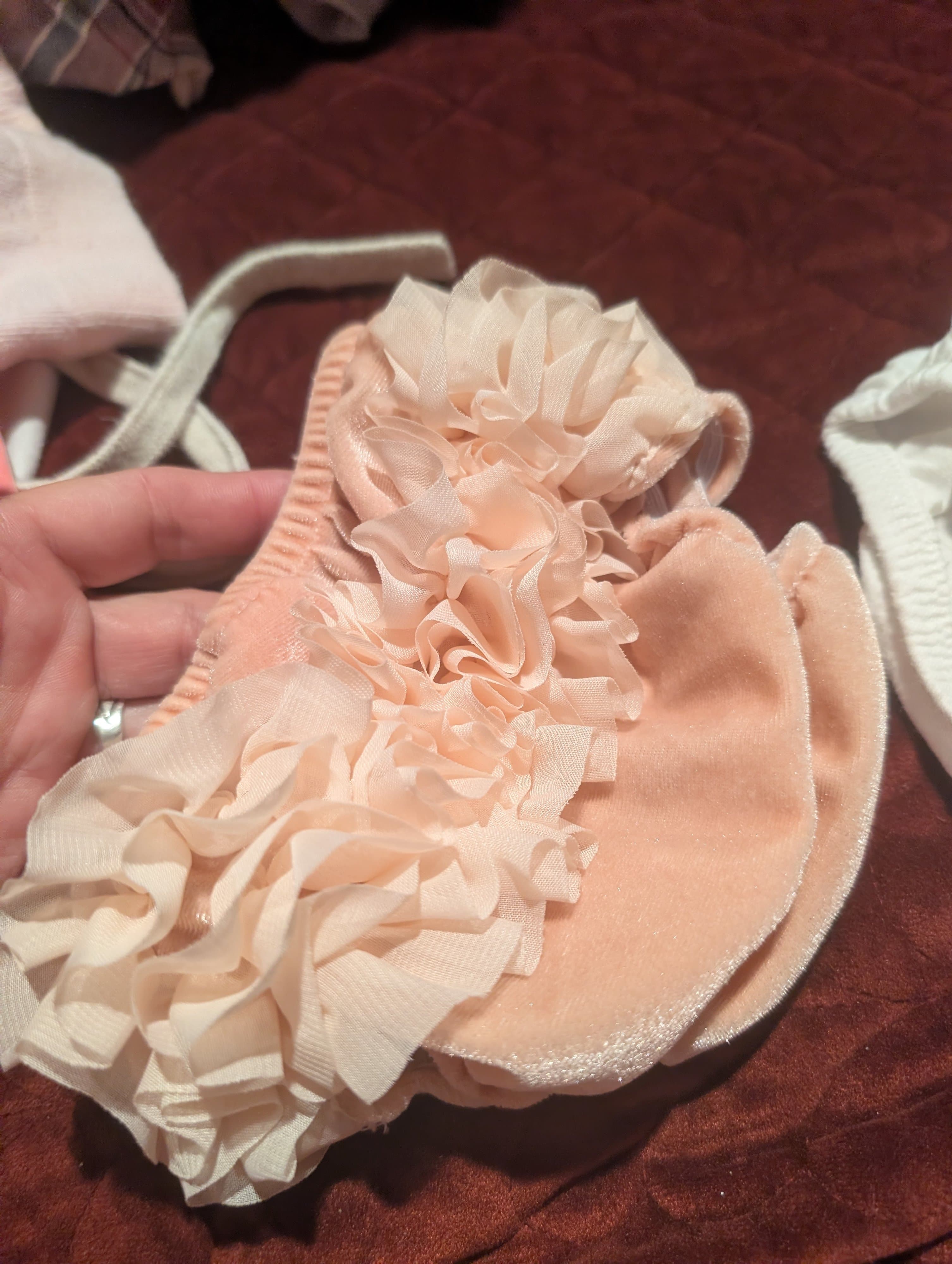 Baby Ruffle Bloomers Set Peach and White - Thumbnail 2