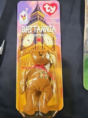 1999 McDonald's Ty Britain Britannia The Bear Beanie Babies Bear in Box