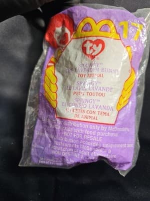 Springy the Lavender Bunny #17 Ty Teenie Beanie Baby McDonald's 2000 SEALED - Thumbnail 3