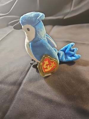 Ty Rocket The Blue Jay Beanie Original Baby Plush Toy Color On Tag - Thumbnail 7