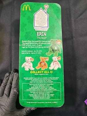 Vintage 1998 Mcdonald Ty Beanie Baby Erin The Bear - Thumbnail 3