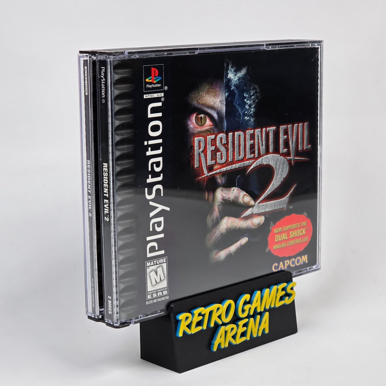 Resident Evil 2 (PlayStation 1 PS1) Dual Shock Black Label Case & Discs TESTED