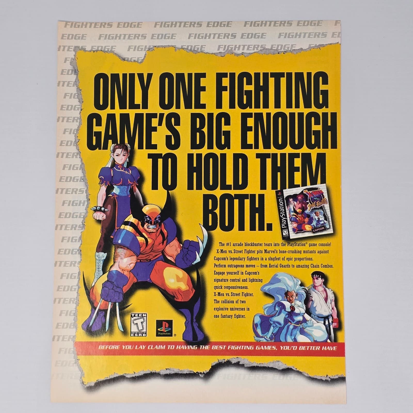 X-Men VS Street Fighter PlayStation 1 PS1 Fighting Print Ad/Poster