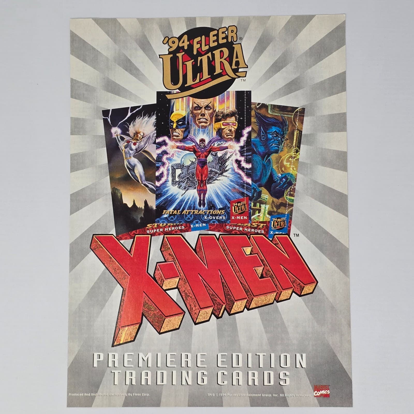 X-Men 94 Fleer Ultra Trading Cards Premiere Edition Print Ad/Poster