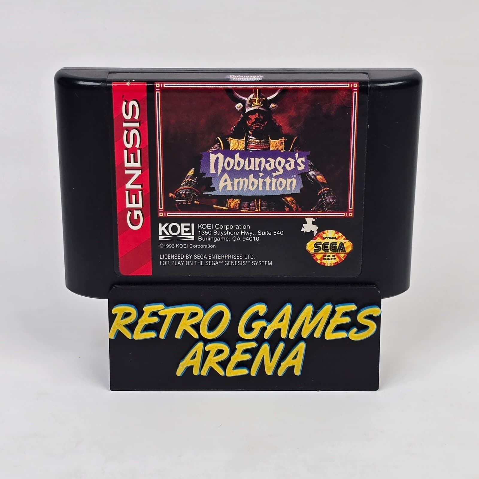 Nobunaga's Ambition (Sega Genesis) Cartridge CLEANED & TESTED (Label Damage)