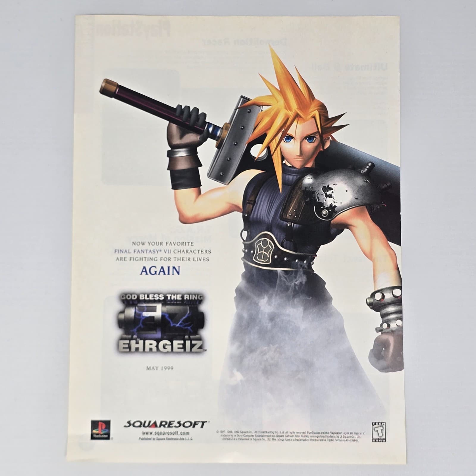 Ehrgeiz PlayStation PS1 God Bless The Ring Print Ad/Poster