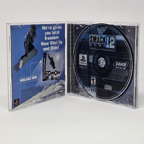 WWF SmackDown 2 (PlayStation 1 PS1) Black Label CIB & TESTED (Writing on Disc) - Thumbnail 2