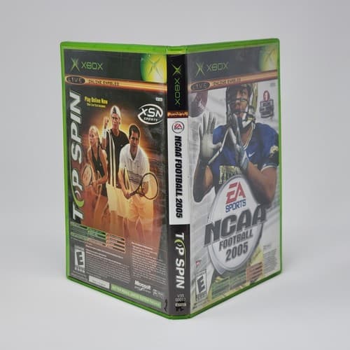 NCAA Football 2005 & Top Spin Combo (Original Xbox) CIB COMPLETE & TESTED