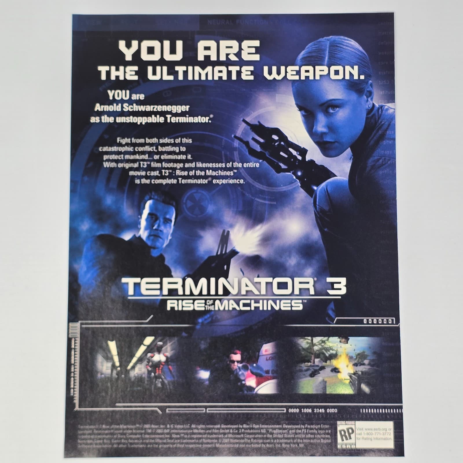 Terminator 3 Rise Of Machines PlayStation 2 PS2 Weapon Print Ad/Poster