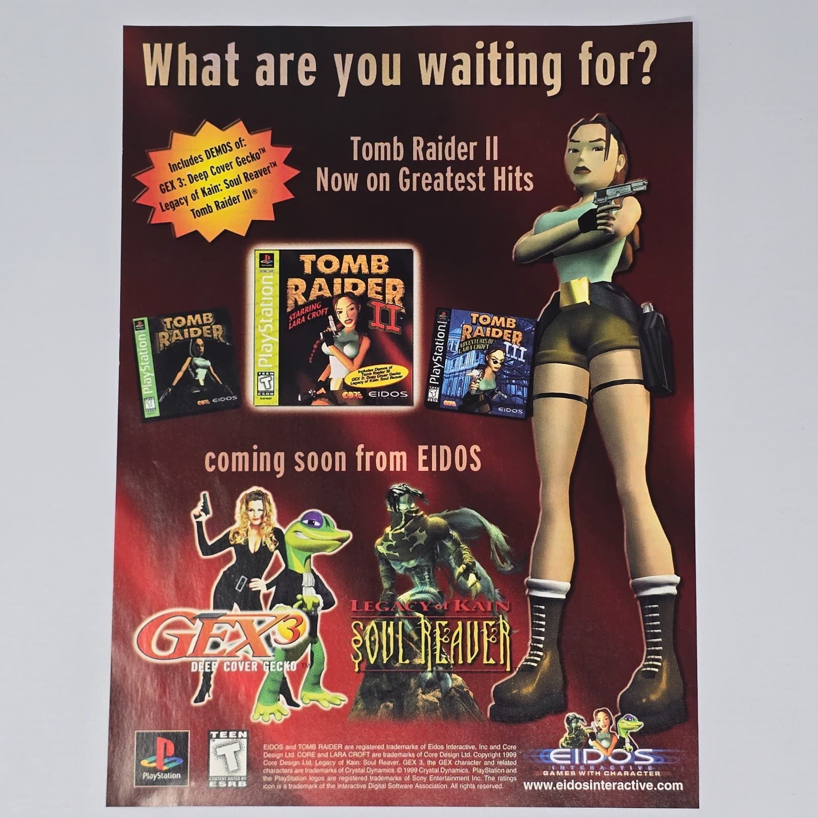 Tomb Raider 2 PlayStation PS1 Waiting For Print Ad/Poster