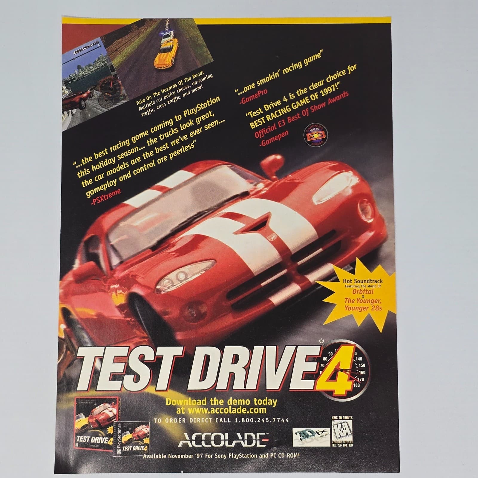 Test Drive 4 PlayStation PS1 Peerless Print Ad/Poster