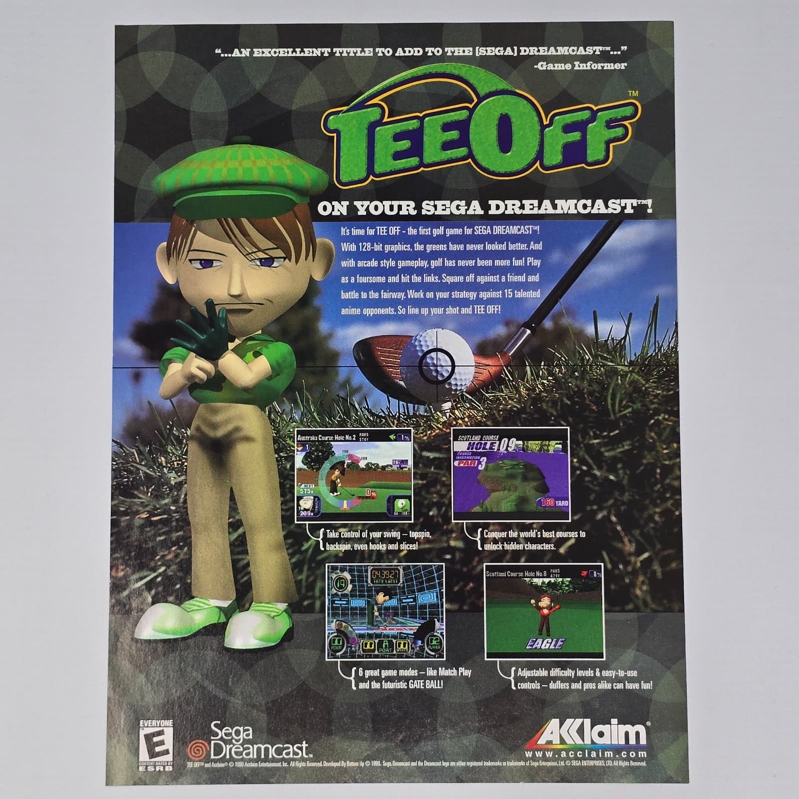TEE OFF Sega Dreamcast Excellent Title Print Ad/Poster