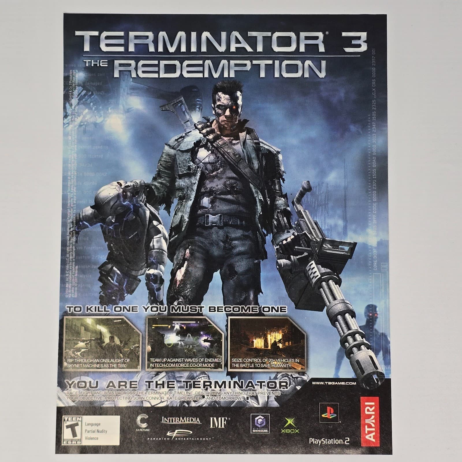 Terminator 3 The Redemption Xbox PlayStation 2 PS2 GameCube Kill Print Ad/Poster