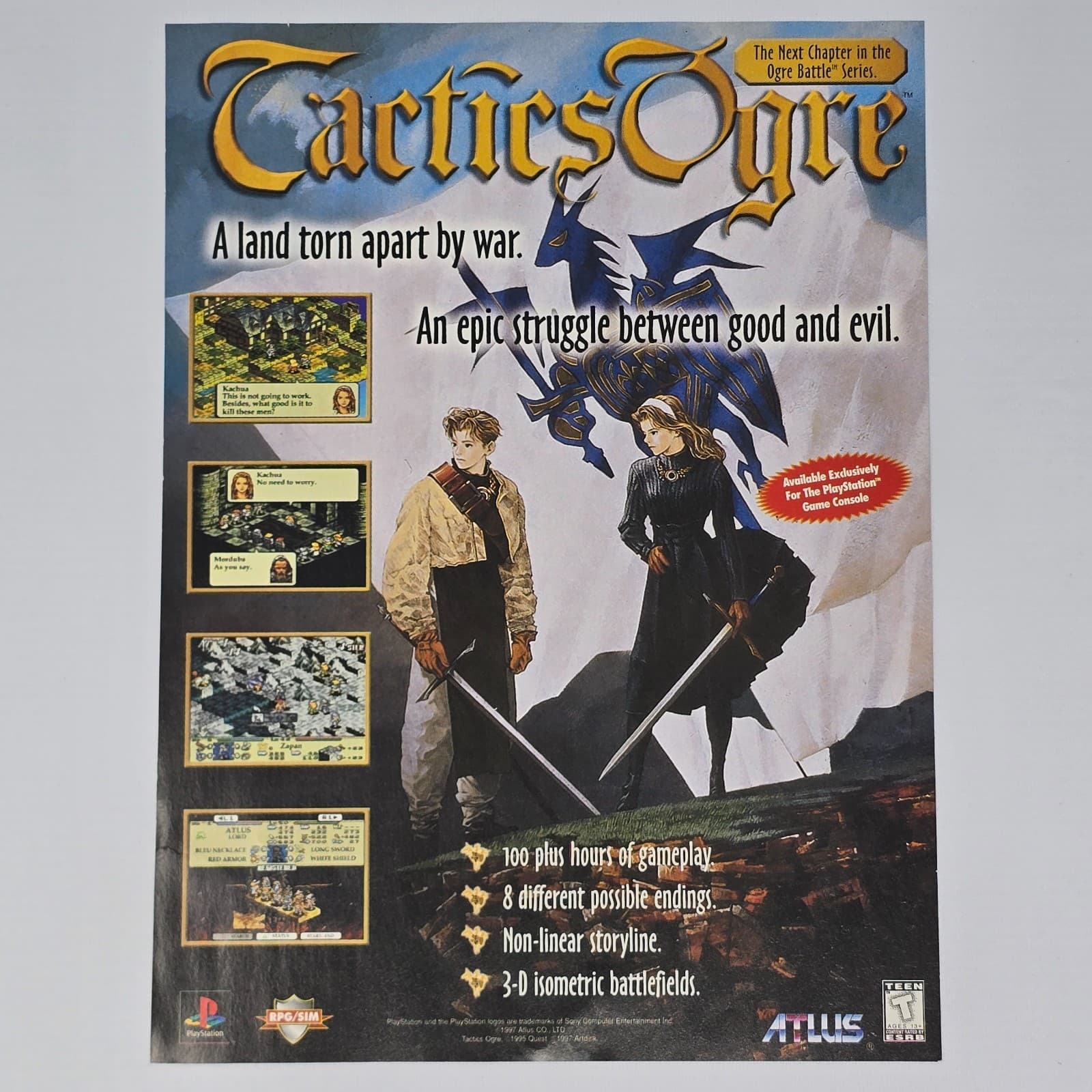 Tactics Ogre PlayStation PS1 Good And Evil Print Ad/Poster