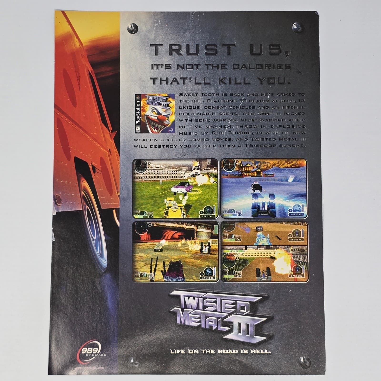 Twisted Metal III 3 PlayStation PS1 Kill You Print Ad/Poster