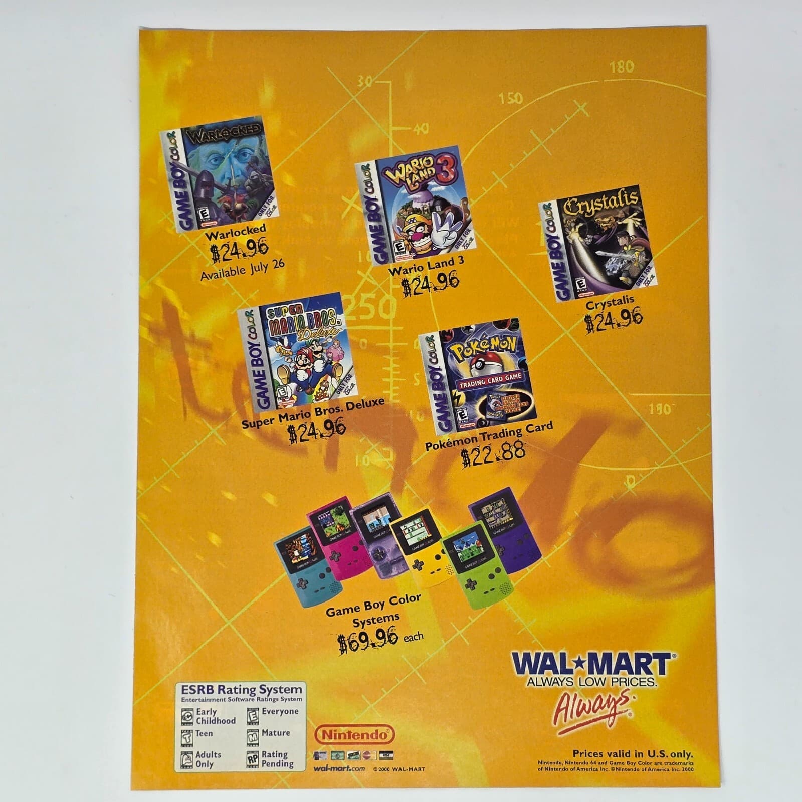 GameBoy Color Wal-Mart Super Mario Bros Wario Print Ad/Poster Official Promo Art
