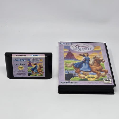 Beauty and the Beast: Belle's Quest (Sega Genesis) Case & Cartridge TESTED