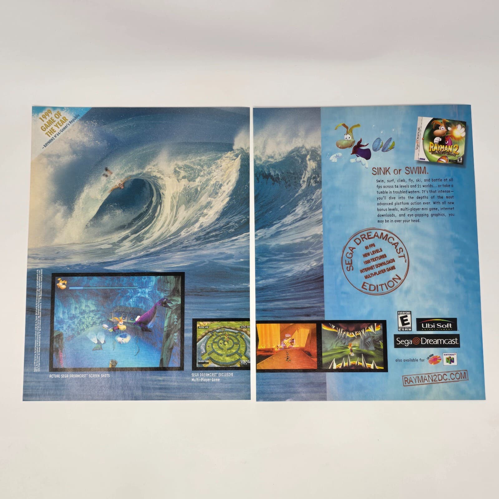 Rayman Sega Dreamcast PC N64 Sink or Swim Print Ad/Poster Official Promo Art