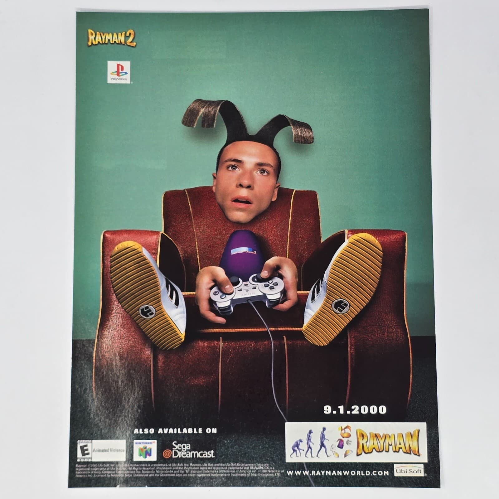 Rayman 2 Sony PS1 N64 Sega Dreamcast 9.1.2000 Print Ad/Poster Official Promo Art