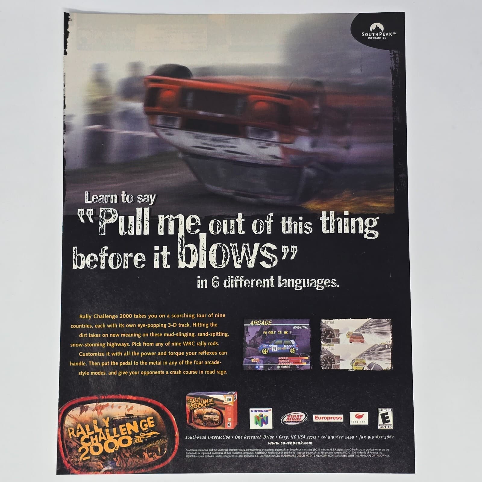 Rally Challenge Nintendo 64 N64 Pull Me Out Print Ad/Poster Official Promo Art