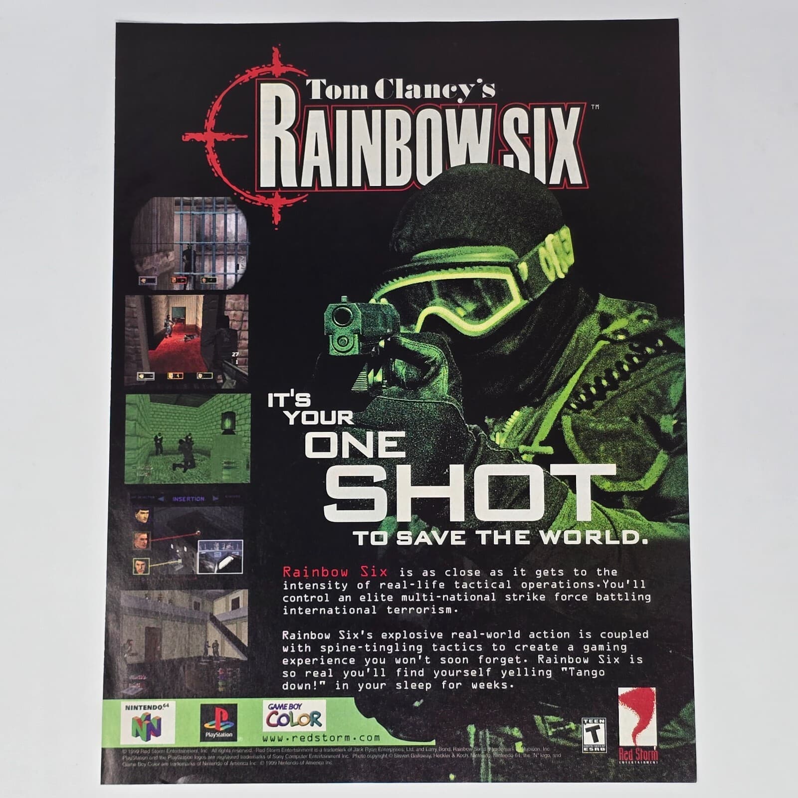 Rainbow Six N64 PS1 GameBoy Color One Shot Print Ad/Poster Official Promo Art