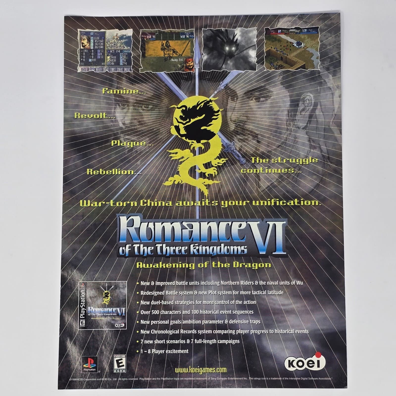 Romance of the Three Kingdoms VI 6 PS1 Famine Print Ad/Poster Official Promo Art