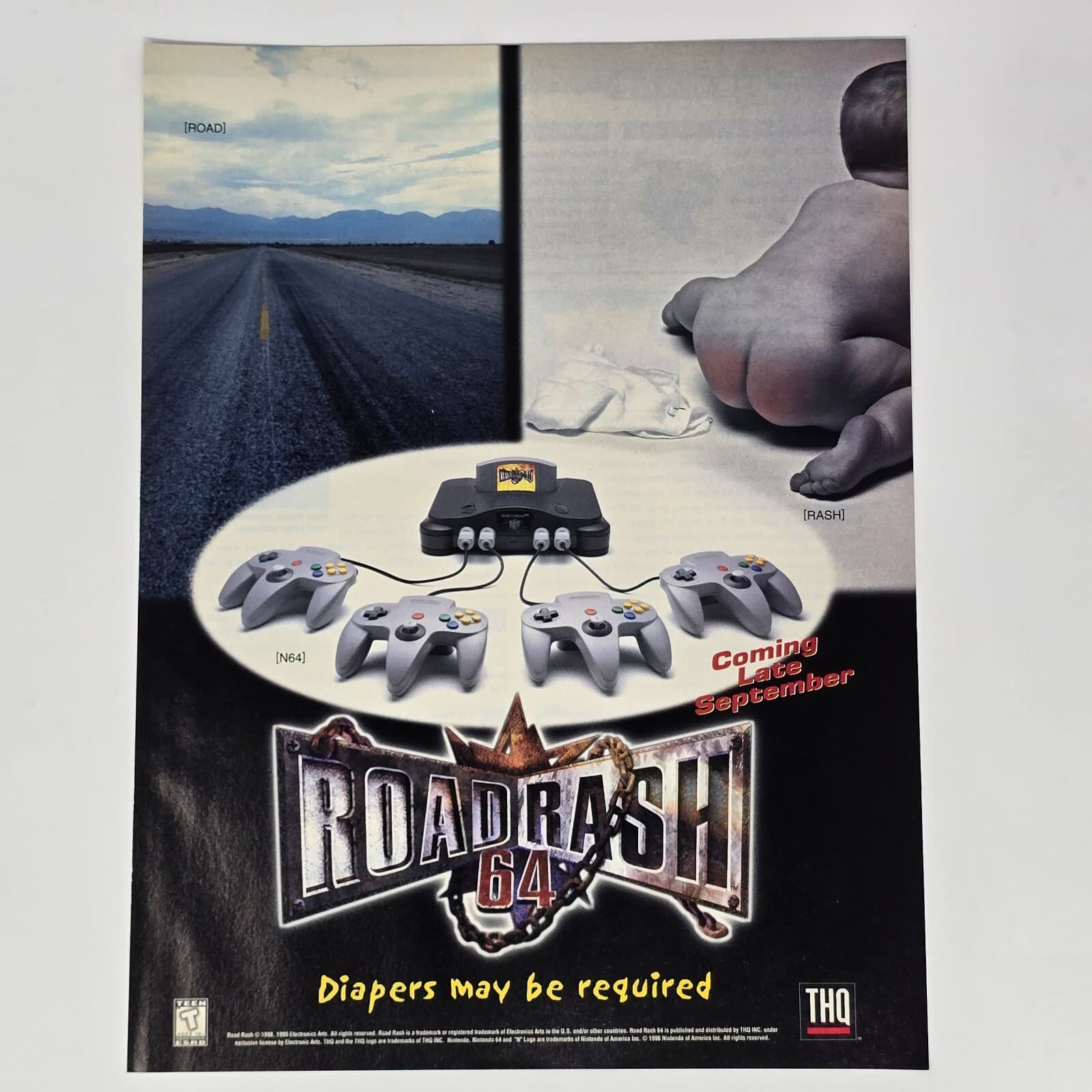 Road Rash 64 Nintendo N64 Diapers Required Print Ad/Poster Official Promo Art