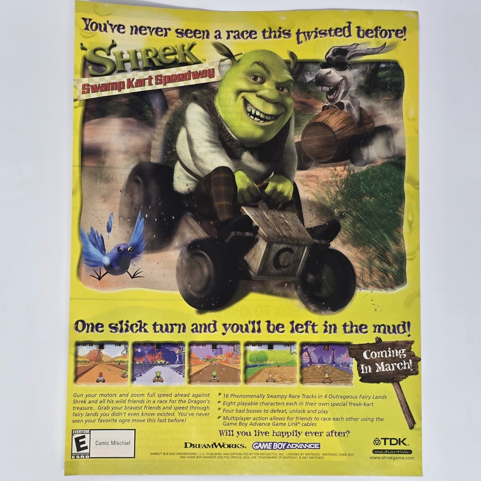 Shrek Swamp Kart Speedway GameBoy Advance Twisted Print Ad/Poster Official Promo