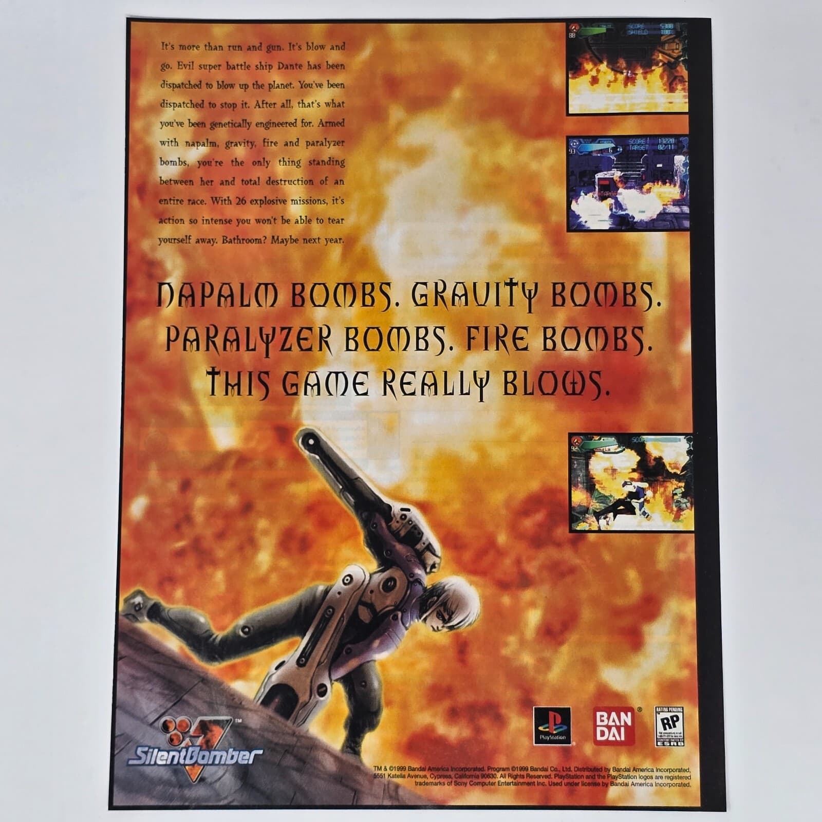 Silent Bomber Sony PlayStation PS1 Napalm Print Ad/Poster Official Promo Art