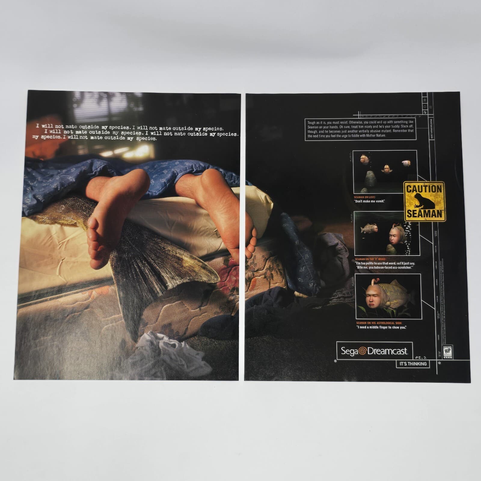 Seaman Sega Dreamcast I Will Not Mate Print Ad/Poster Official Promo Art
