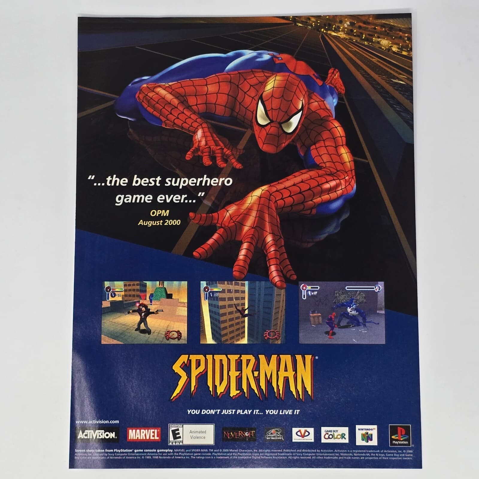 Spider-Man GameBoy Color N64 PS1 Live It Print Ad/Poster Official Promo Art