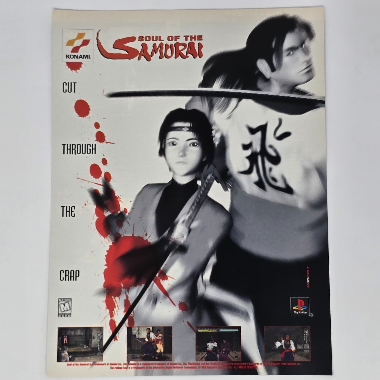 Soul of the Samurai PS1 Konami Cut Through Print Ad/Poster Official Promo Art