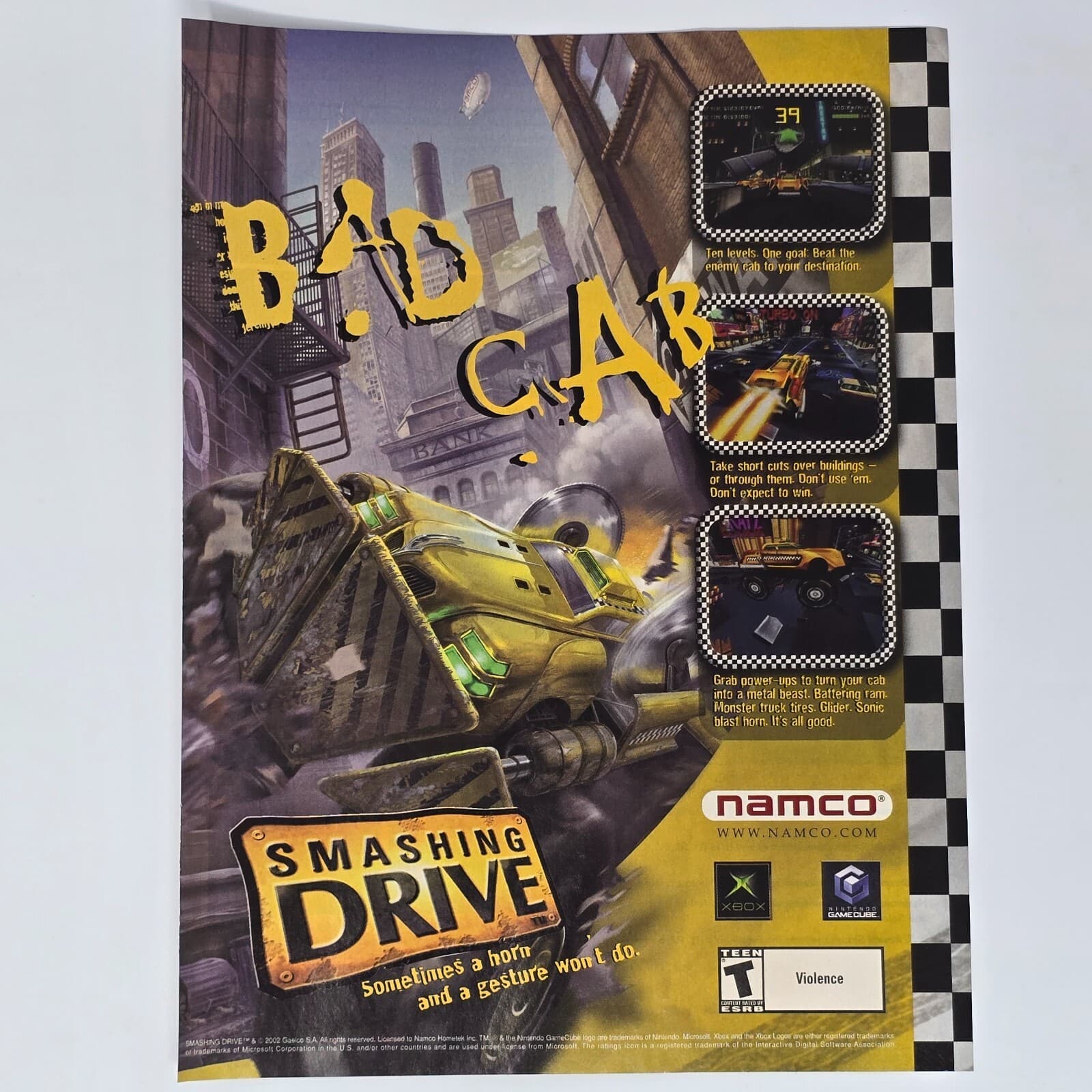 Smashing Drive Xbox Nintendo GameCube Bad Cab Print Ad/Poster Official Promo Art