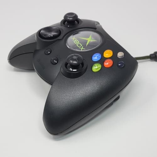 Original Xbox OEM "Duke" Black Controller with Breakaway Cable CLEANED & TESTED - Thumbnail 2